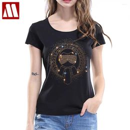 Women's T Shirts 2024 Summer Shinny Bow Tie Diamond Women Cotton T-Shirt Lady Short Sleeve Rhinestone Streetwear Size 5XL Tops