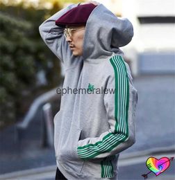 Men's Hoodies Sweatshirts Limited Needles Hoodie 2022 Men Women Green Stripe 1 Tra Embroidery Butterfly Grey AWGE Pulloversephemeralew