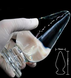 75mm large size pyrex glass anal butt plug huge crystal dildo big bead penis Adult female masturbation Sex toy for women men gay S5400966