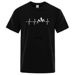 Men's T-Shirts Mountain Ecg T Shirt Summer Men Women Short Sleeve T-Shirt Funny Hip Hop Tees Tops Cloing Electrocardiogram Tshirt 80326yolq