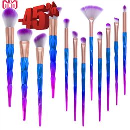 Brushes De'lanci 12pcs Makeup Brushes Fantasy Set Foundation Powder Eyeshadow Eyebrow Kit Rhinestone Gradient Colour Makeup Brush Set