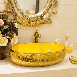 Bathroom Sink Faucets Ceramic Countertop Basin Oval Washbasin Wash Toilet Art Home Pool