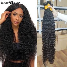 NextFace Brazilian Hair Bundles Water Wave Human Hair Bundles Natural Color Water Wave Curly Hair Bundles Thick Hair Weaves 240111