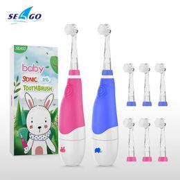 toothbrush SEAGO Kids Electric Toothbrush Children Colourful Flash LED Light Sonic Teeth Replacement Tooth Brush Heads SG902