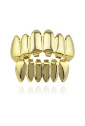 Hip Hop Gold Teeth Grillz Top Bottom Grills Dental Mouth Punk Teeth Caps Cosplay Party Tooth Rapper Jewelry Gift 1875976