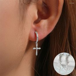 Dangle Earrings 925 Sterling Silver Zircon Cross For Women Girl Simple Fashion Geometric Design Jewellery Party Gift Drop