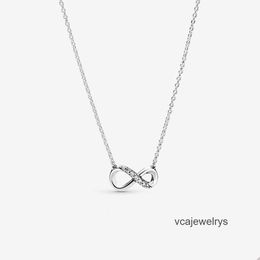 Designer Necklaces Sparkling Infinity Collier Necklace for pandola 925 Sterling Silver Party Jewelry For Women Girlfriend Gif Chain necklace with Original Box