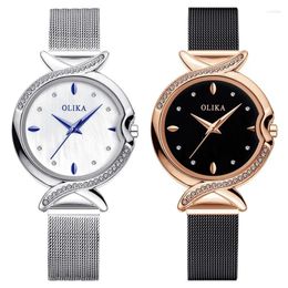 Wristwatches Olika Waterproof Fashion Lady Watches Really Fritillaria Face Tail Set Auger Luxury Women