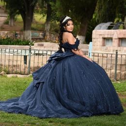 Black Quinceanera Dress 2024 3D Flower Appliques Lace Beads Girl Sweet 16 Birthday Vestidos 15 De Fiestaday Princess Pageant