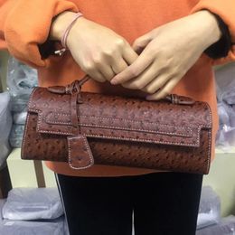 Classic Elegant Ostrich Women Clutch Bag Python Handbags Ladies Tote Fashion Purse Female Messenger Shoulder 240110