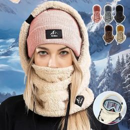 Sherpa Hood Ski Mask High Polar Fleece Balaclava Winter Windproof Outdoor Cycling Cap Face Masks Beanies Women Plush Warm Hat 240111