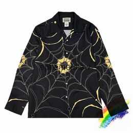 Men's Casual Shirts Spider Web Pattern WAO MARIA Shirt Men Women Top Version Long sleeve Bla White Hawaiian Shirtsephemeralew