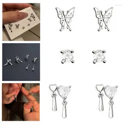 Stud Earrings 6 Pcs Micro-set Zircon Butterfly Punk Heart Fluttering Dancing Jewellery For Women Girls Dropship