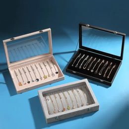 Display Ice Velvet 20 Hooks Jewellery Showcase for Necklaces Jewellery Box Stackable Glass Top Lockable