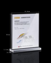 A5 Clear acrylic Ttype table card display wine water card advertising poster display stand holder racks 10PCSpack6045207