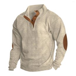 Men's Hoodies Spring And Autumn Standing Collar Vintage Solid Color Sweatshirt Outdoor Casual Sweater Pullover Top Ropa Hombre