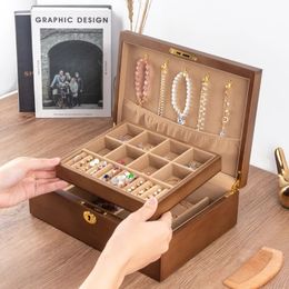 Wood Jewelry Box for Women Necklace Earrings Rings Jewelry Boxes Pendant Dispiay Stands Bracelet Separators Storage Organizer 240110