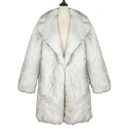 Winter Slim Faux Fur Coat Men Windproof Windbreaker Side Sewn Pocket Casual Solid White Single Breasted Lapel Fur Coat 240110