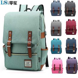 Laptop Cases Backpack Vintage 16 inch Laptop Backpack Women Canvas Bags Men canvas Travel Leisure Backpacks Retro Casual Bag School Bags For Teenager YQ240111