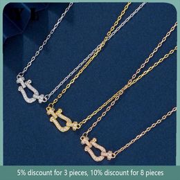 Necklaces High Quality 925 Sterling Silver Inlaid Zircon Horseshoe Necklace Fashion Female Brand Luxury Premium Jewellery