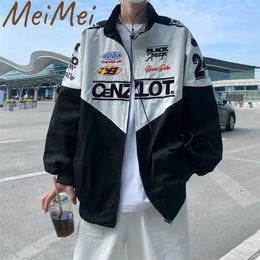 Trend Embroidered Singlebreasted Coat Retro Letter Hiphop Baseball Jacket Men American Loose Allmatch Couple Motorcycle Suit 240111