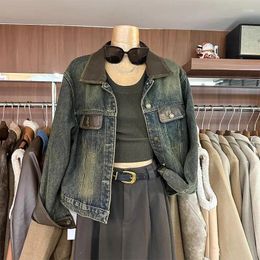 Women's Jackets Denim Jacket Women Korean Loose Short Tops Warm Jean Oversized Solid Colour Thickened Outwear Winter