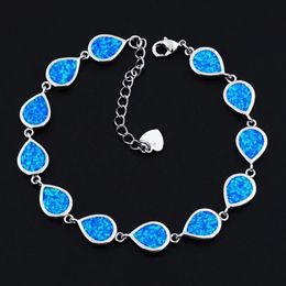 Bracelets Blue Opal Bracelets For Women Summer Beach Jewellery Gift 2023 NeW Water Drop Flower Swirl Bracelet