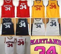 Mens 1985 Maryland Terps 34 Len Bias College Basketball Jerseys Vintage Len Bias Northwestern Wildcats High School Stitched Shirts5074554