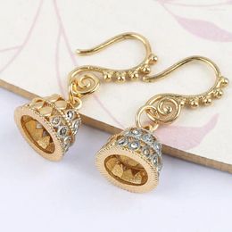 Dangle Earrings Ethnic Geometric Color Bell Inlaid Zircon Earring For Women Vintage Trendy Wedding Boho Friendship Jewelry