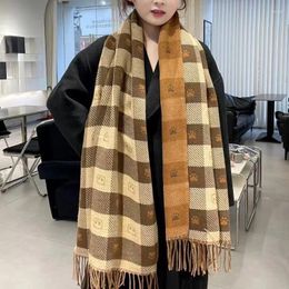Scarves Wool Scarf Cashmere Bear Boho Retro Plaid Thickened Warm Winter Women's Christmas Year Gifts