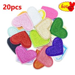 20pcs Patches Heart for Clothing Kids Iron on Lot Sew Parches Thermocollant Embroidered Bulk Pink Red Blue Black Cute Small Pack