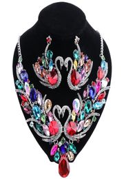 Trendy Multicolor Cubic Zirconia Jewelry Sets For Women Best Gifts 18 Colors Crystal Earring And Necklace Sets5325704