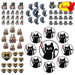 Embroidery 10 Pcs Iron Patches Sew on Bulk Wholesale Anime Pack Lot Punk Rose Skull Cute Cats for Jacket Clothing Designer Heat