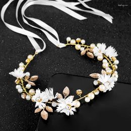 Hair Clips Bohemian Bridal Pearl Flower Wreath For Girls Wedding Hairband Exquisite Pretty Bride Head Hoop Accessories Jewelry Gifts