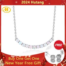 Pendants Natural Opal Sterling Silver Necklace 1 Carats Genuine Multicolor Gemstone Exquisite Elegant Fine Jewellery Women Birthday Gifts