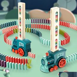 Model Building Kits Matic Laying Domino Brick Train Car Set Sound Light Kids Colorf Plastic Dominoes Blocks Game Toys For Childr Dro Dhd4J