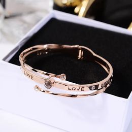 YUN RUO 100 languages I love you Projection Bangle Rose Gold Colour Steel Jewellery Woman Birthday Gift Not Change Colour 240110