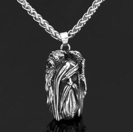 Pendant Necklaces Nordic Viking Amulet Odin Face Wolf Geri And Freki Stainless Steel Necklace With Valknut Rune Gift Bag5956770