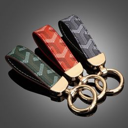 Key Buckle Lovers Car Keychain Headmade Leather Keychains Men Women s 15 Colour