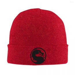 Berets Mortal-Kombat-Emblem Knitted Hat Women's Men's Beanie Autumn Winter Warm Cap