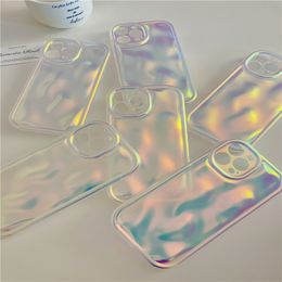 Luxury Aurora Laser Phone Case for iPhone 15 11 12 13 Pro Max 14 Plus IMD Soft TPU Silicone Cover Case Fundas Hologram Cases 30pcs