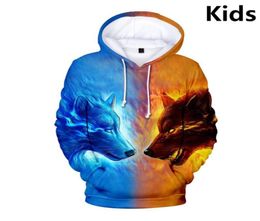 3 To 14 Years Kids Hoodies Ice Fire Wolf 3D Printed Hoodie Sweatshirt Boys Girls Cartoon Long Sleeve Jacket Coat Teen Clothes1303059