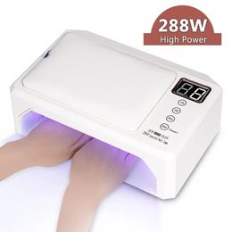 288W Nail Lamp With Hand Pillow LED UV Drying Rest Holder Highpower Quickdrying Polish Baking 240111