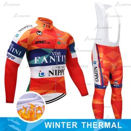 Sets Fantini Spring Autumn Pro Team Winter Cycling Jersey Set Long Sleeve Fleece Suit Maillot Ciclismo Hombre MTB Clothing 20D