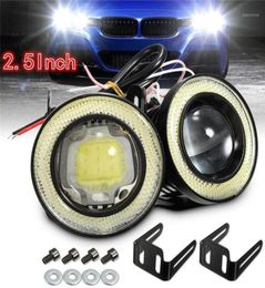 2Pcs 2535 Inch Projector COB LED Car Fog Light Halo Angel Eyes Rings DRL White 12V Road Fog Lamp Universal13175269