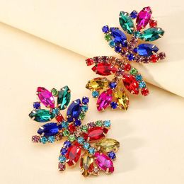 Dangle Earrings Bohemian Colorful Glass Leaves Large Drop For Women Luxury Designer Original Prom Pageant Pendant Jewelry Gift