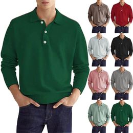 Men's Polos Spring Long Sleeved V Neck Button Solid Casual Top T Have It Tall Mens Shirt Sleeve Workout Shirts For Men