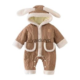 Rompers Winter Newborn Baby Romper Cute Bunny Thicken Jumpsuit Boy Girls Toddler Infant Clothes Newborn Onesie Korean Kids Outfit 0-2Yvaiduryc