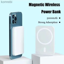 Cell Phone Power Banks 2024 Power Bank Mini 5000/10000mAh Magnetic Portable Charger Powerbank Magnetic Wireless Power Bank for IPhone 12 13 UniversalL240111