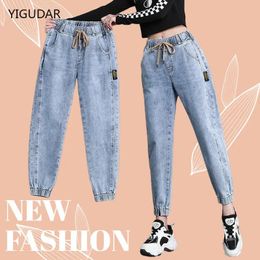 Jeans Women jeans Elastic High Waist harem Jeans Fashion Women Black Blue white Mom Jeans Slim fit Pants Harem Pants jeans for women